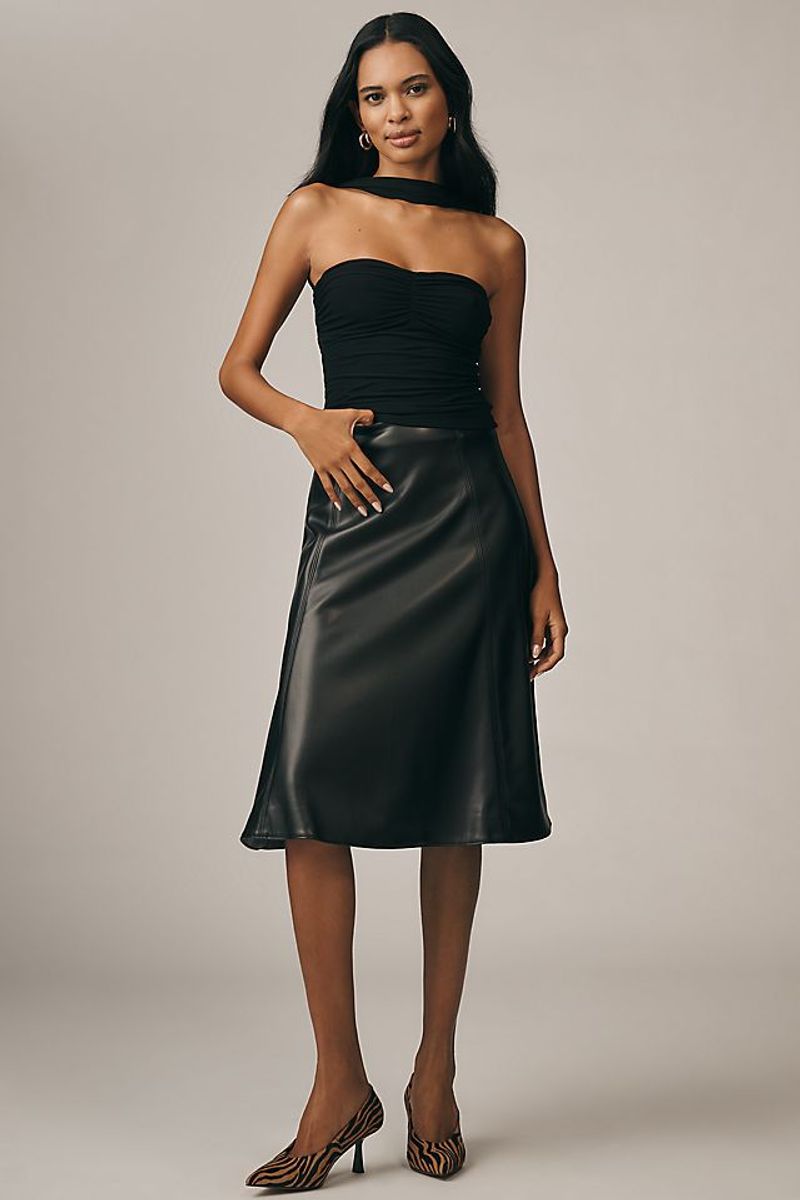 Anthropologie Faux Leather A-Line Skirt