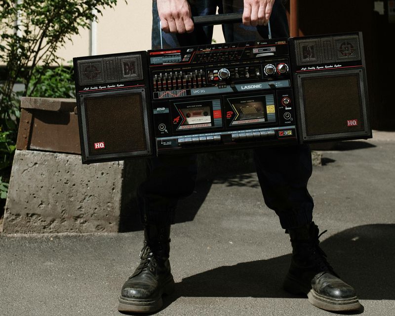 Boom Box Speakers with Cassette Deck