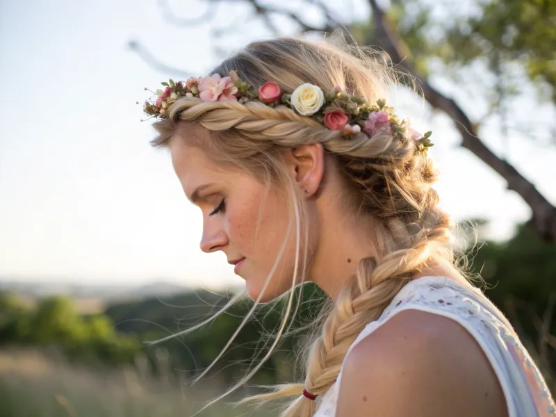 Braided Crown with Loose Ends