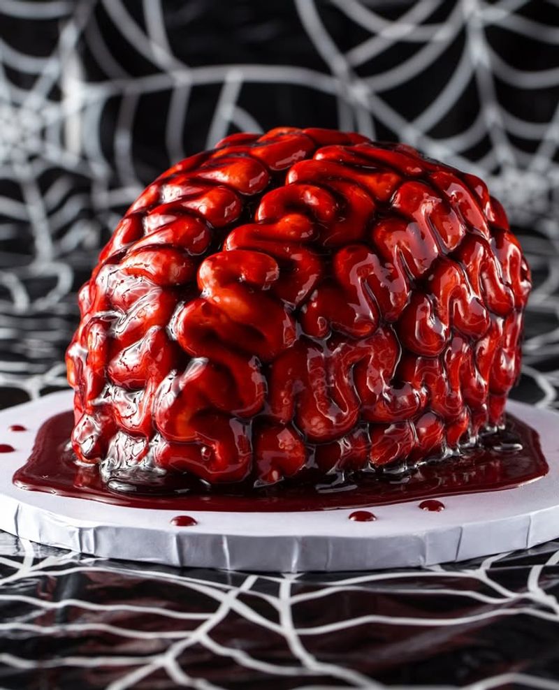 Brain Cake with Strawberry Glaze