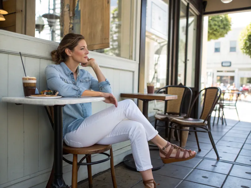 Chambray Shirt with White Jeans