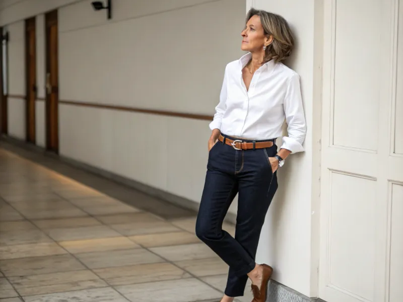 Crisp White Shirt and Tailored Jeans