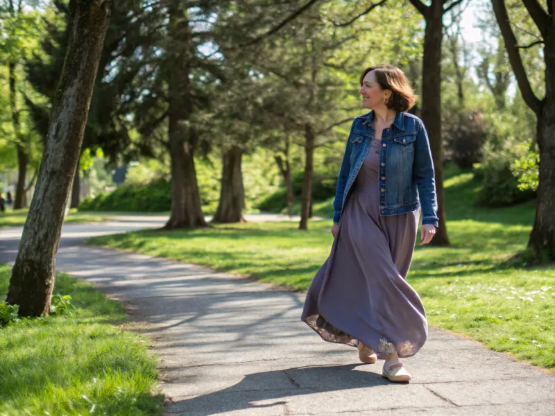 Denim Jacket + Maxi Dress + Sandals