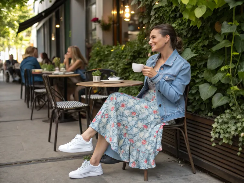 Denim Jacket Over a Slip Dress