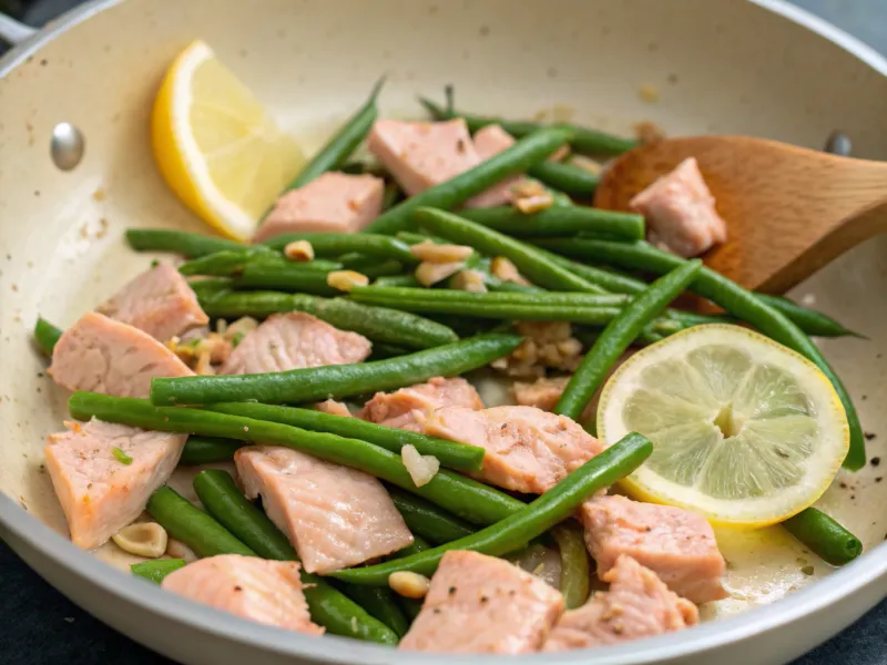 Garlicky Salmon with Green Beans