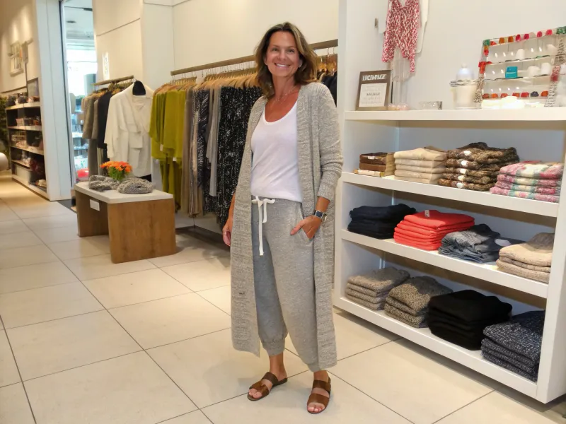 Knit Cardigan + Tank Top + Cropped Pants + Mules