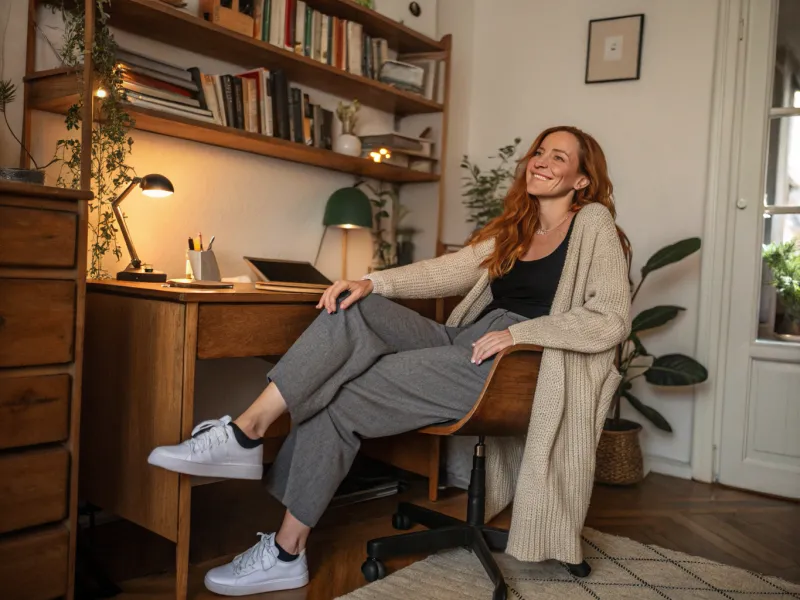Knit Cardigan with a Tank and Trousers