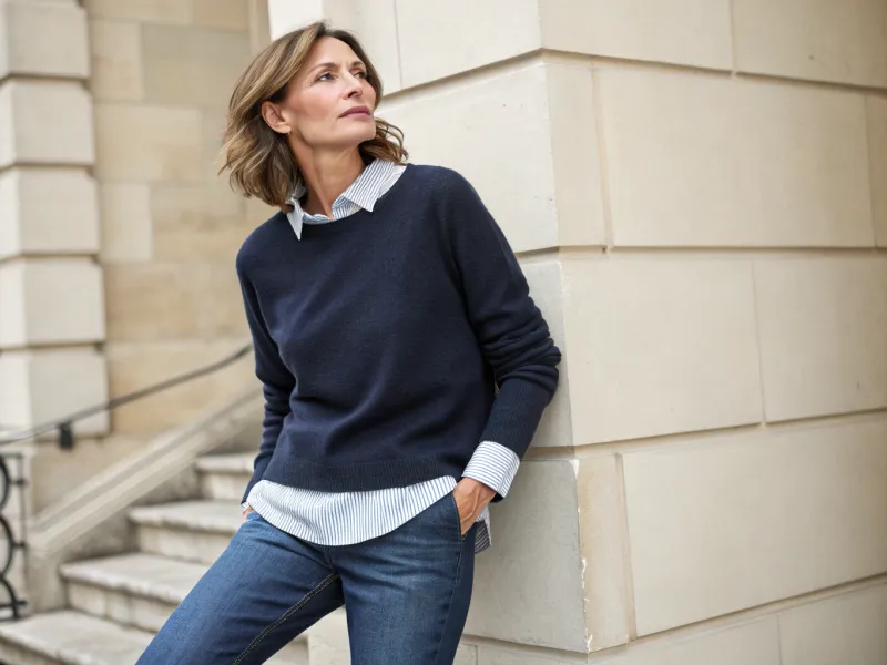 Knitwear Layered Over Collared Shirts
