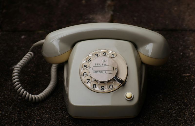 Landline Telephone with a Curly Cord