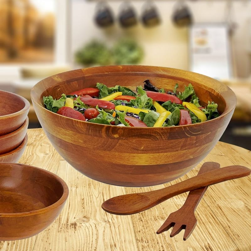 Large Low Wood Serving Bowl