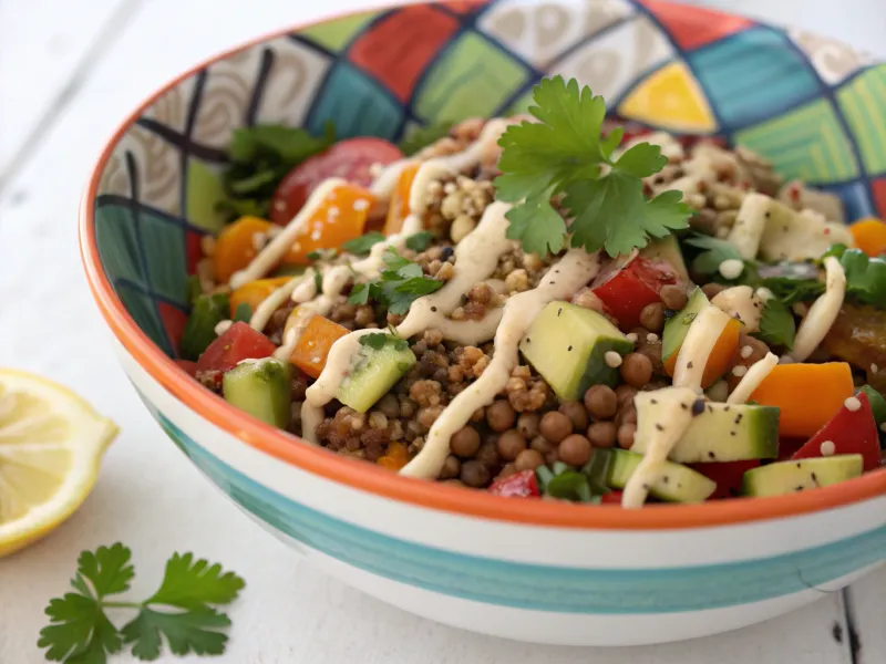 Lentil and Quinoa Salad with Lemon-Tahini Dressing