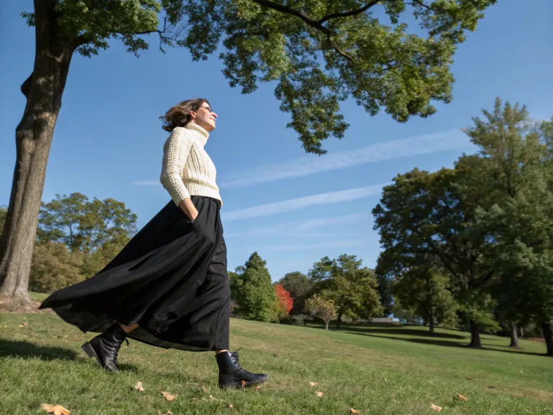 Maxi Skirt with a Fitted Sweater