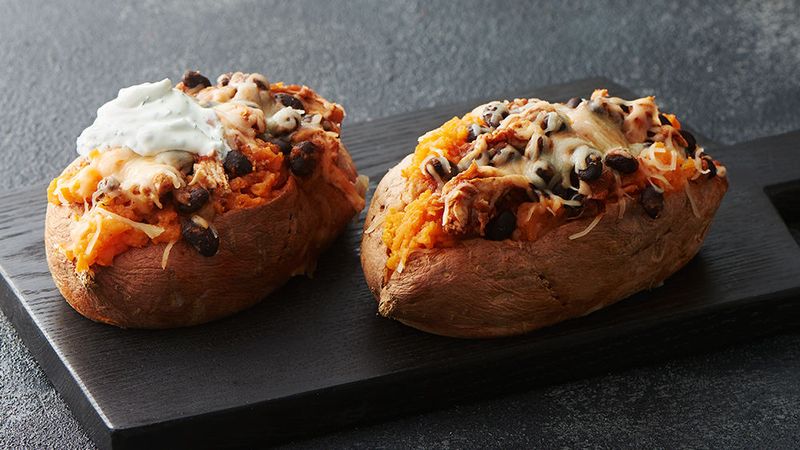 Microwave Stuffed Sweet Potatoes