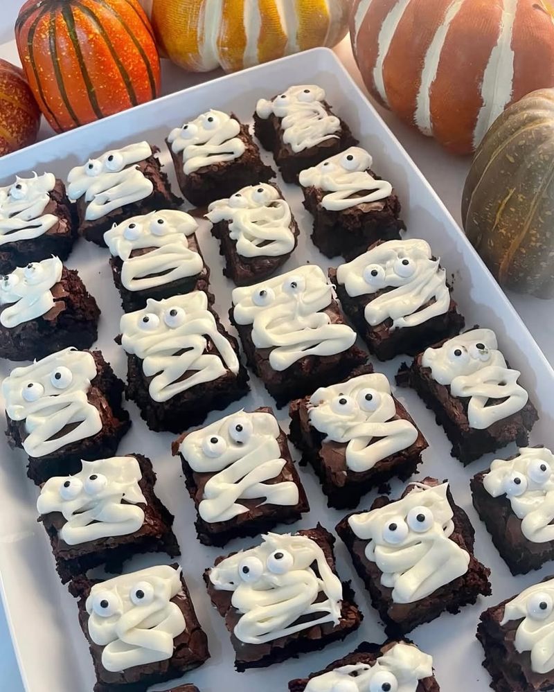 Mummy Brownies with Candy Eyes