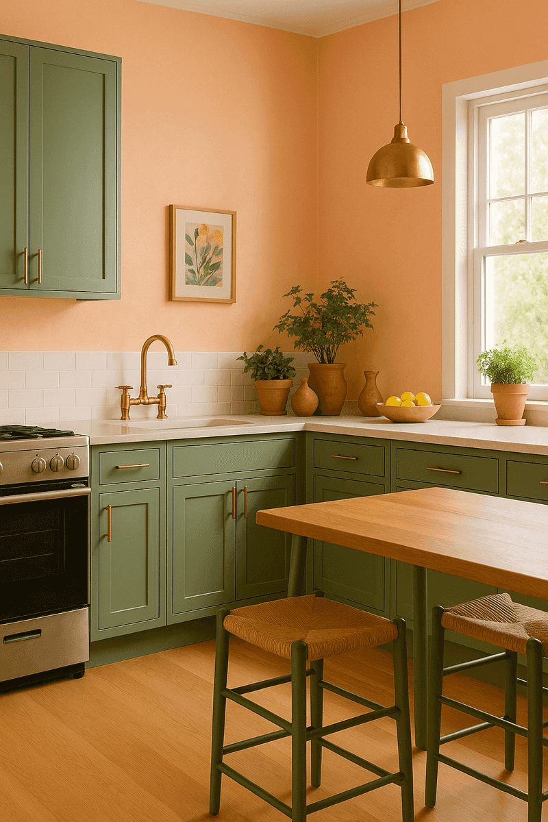 Peach + Olive Green