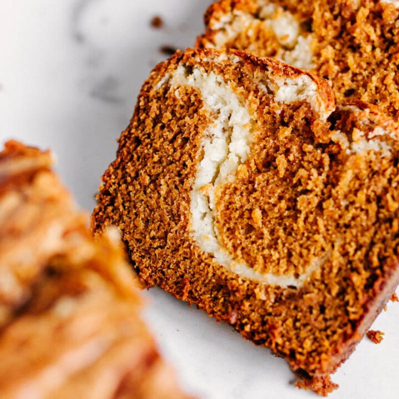Pumpkin Bread with Cream Cheese Swirl