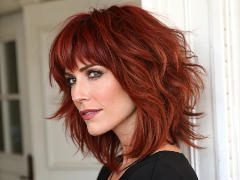 Shaggy Shoulder-Length Cut with Curtain Bangs