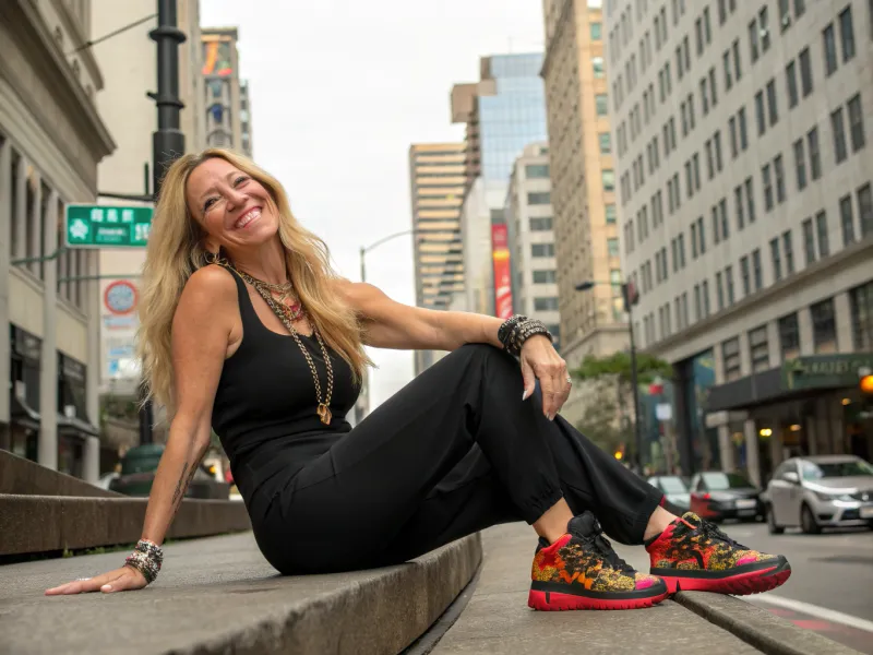 Sleek Jumpsuit with Statement Sneakers