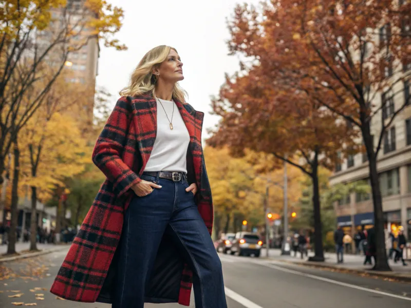 Statement Coat with Straight-Leg Jeans