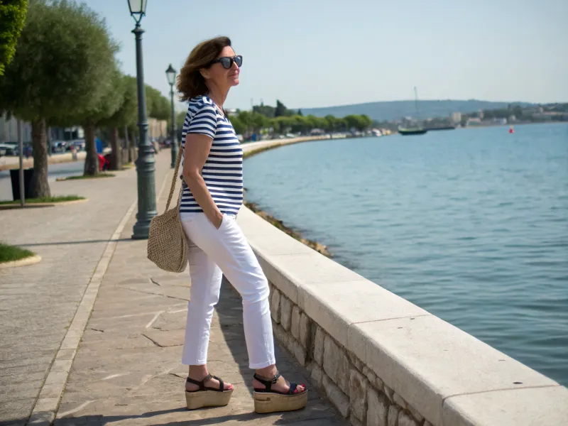 Striped Top + White Jeans + Espadrilles