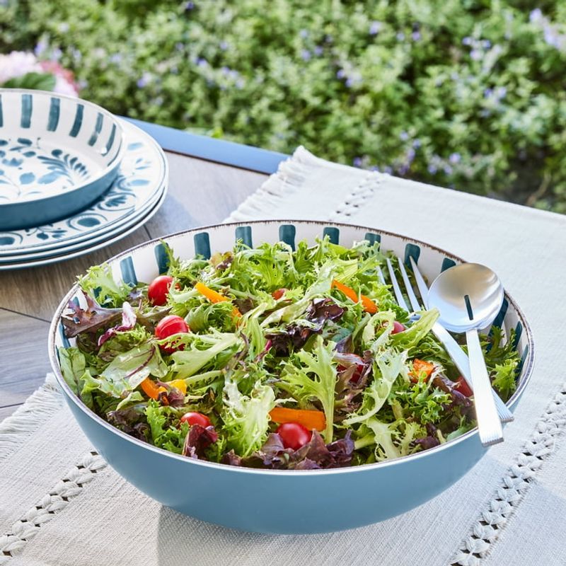 Stylish Inexpensive Serve Bowl Set (Bamboo Melamine, Easy Storage)