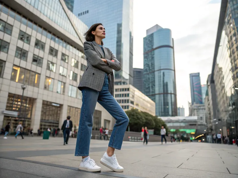 Tailored Blazer with Straight-Leg Jeans