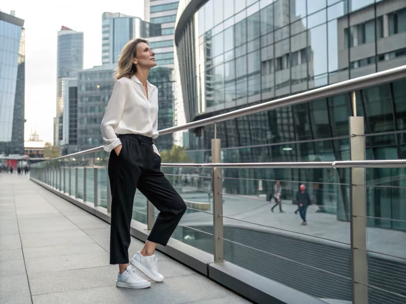 Tailored Joggers with a Silk Blouse