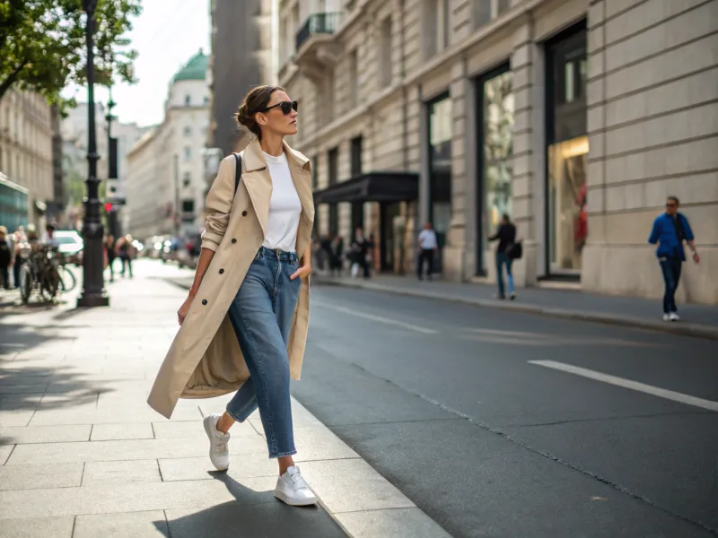 Trench Coat Over Casual Basics