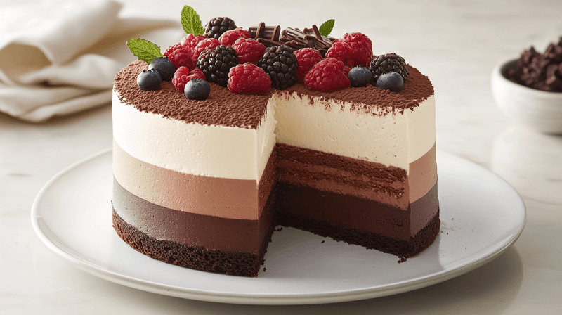 Triple-Layer Chocolate Mousse Cake