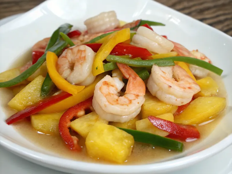 Tropical Shrimp with Pineapple and Bell Peppers
