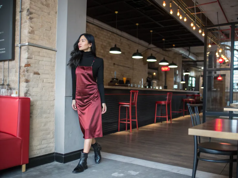 Turtleneck Under a Slip Dress