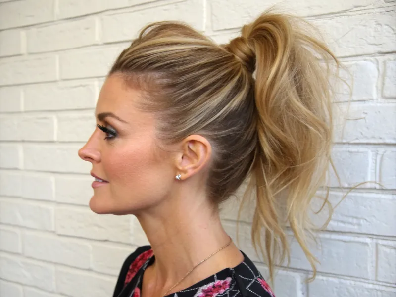 Voluminous Ponytail with Hidden Elastic
