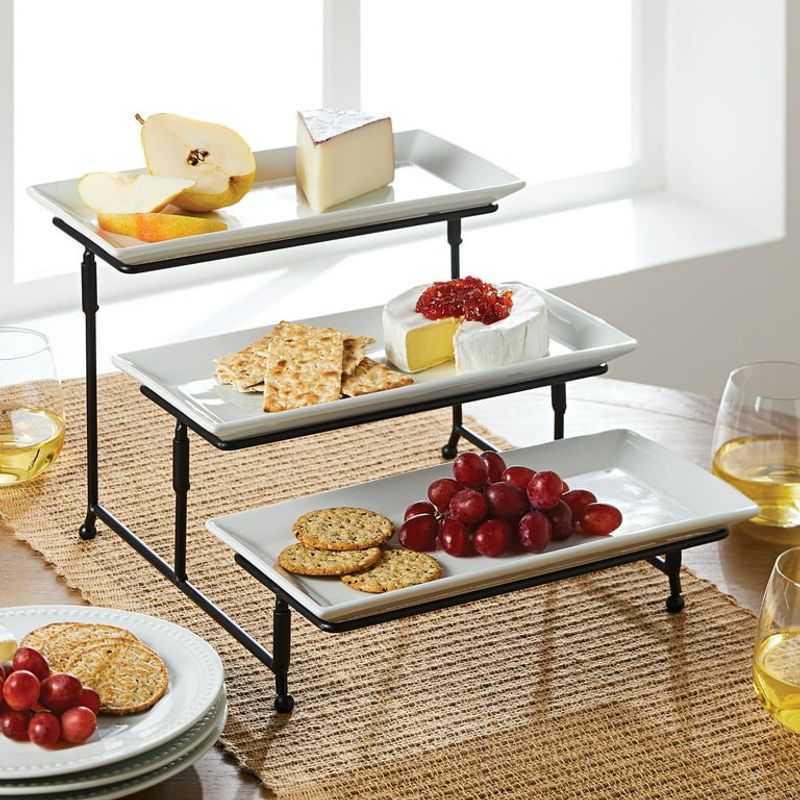 White Porcelain Three-Tiered Serve Set