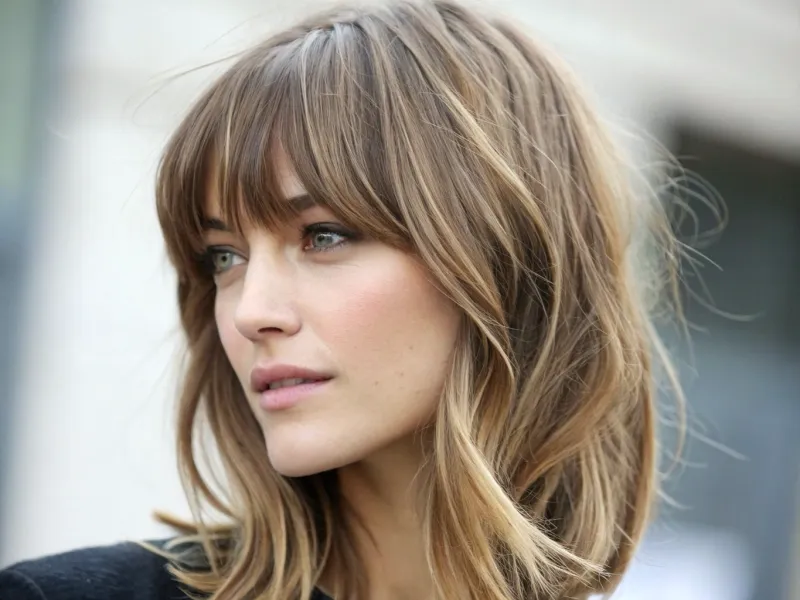 Wispy Bangs with Shoulder Length Hair