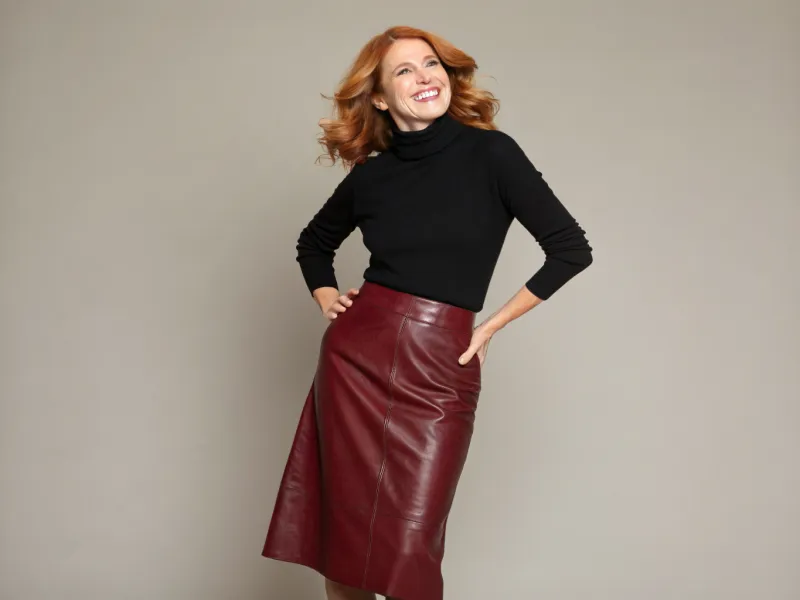 Black Turtleneck with Midi Skirt
