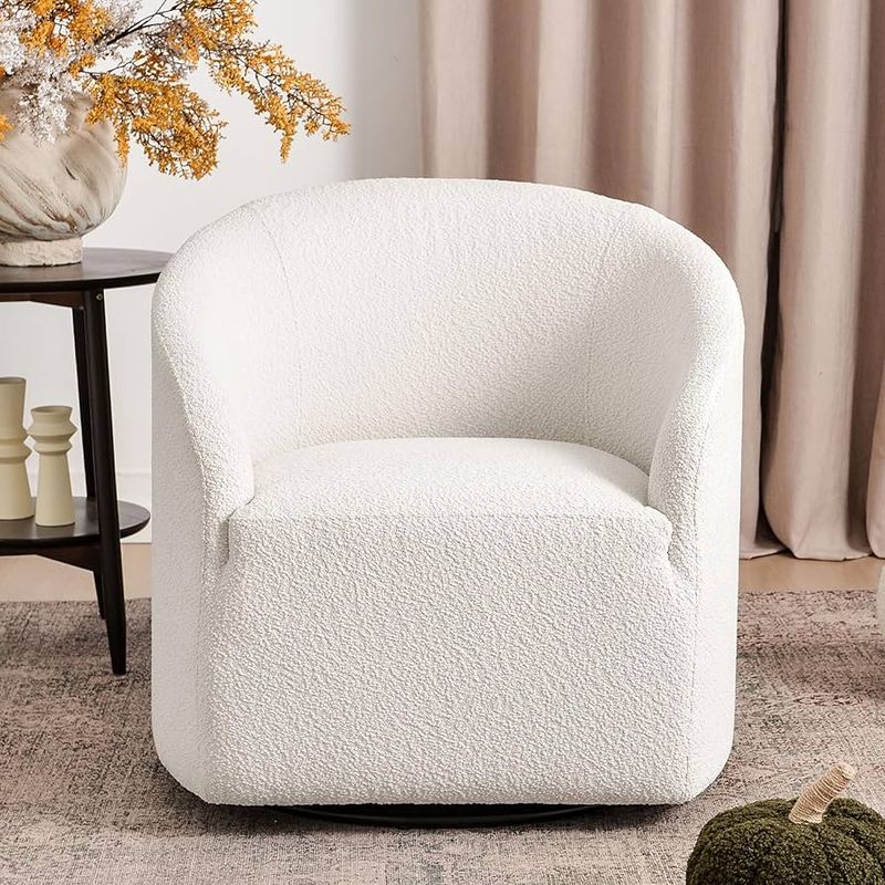 Bouclé Swivel Barrel Chair
