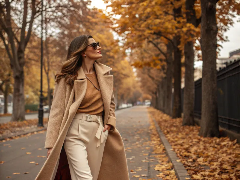 Camel Hair Coat with Tailored Trousers