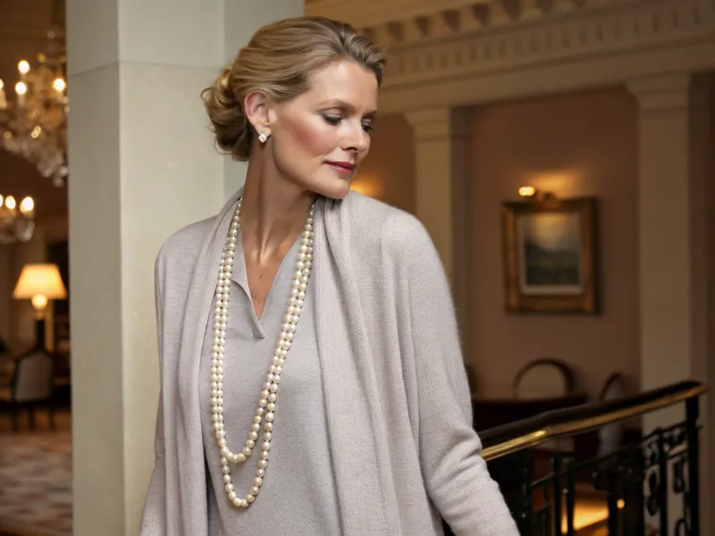 Cashmere Cardigan Set with Pearls