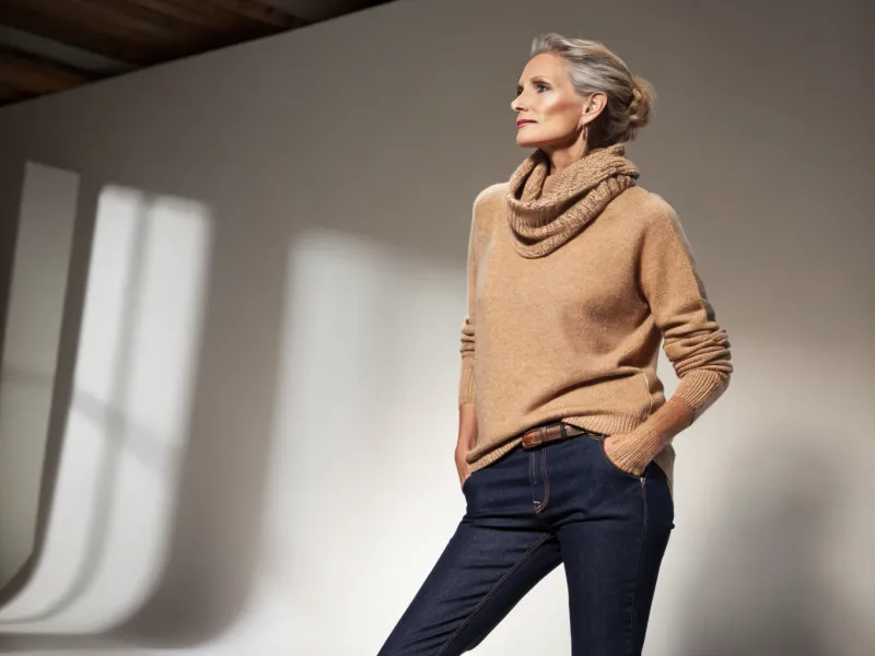 Cashmere Sweater with Dark Denim