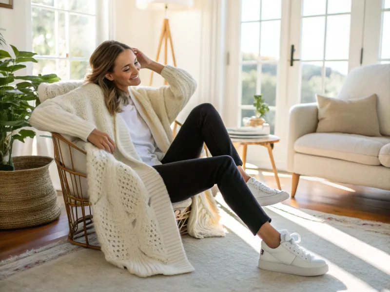 Chunky Cardigan with Slim Pants