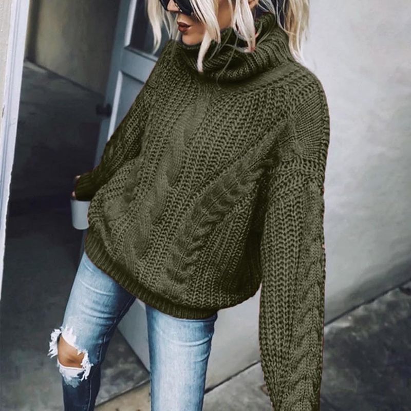 Chunky Knit Oversized Turtleneck Sweater