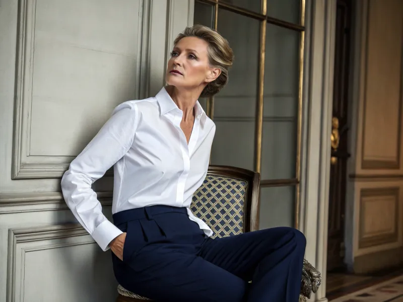 Classic White Button-Down with Tailored Trousers