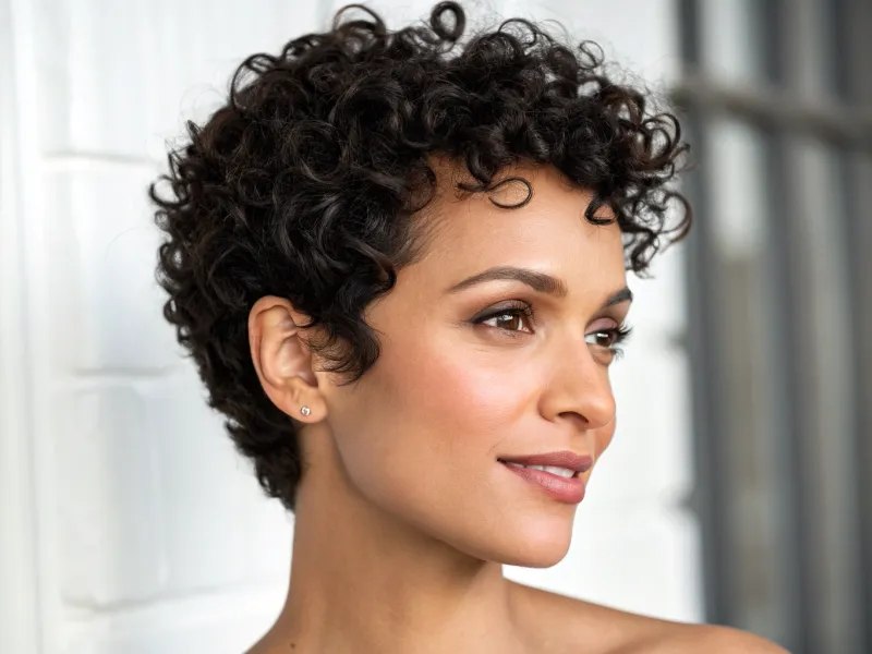 Curly Pixie with Volume