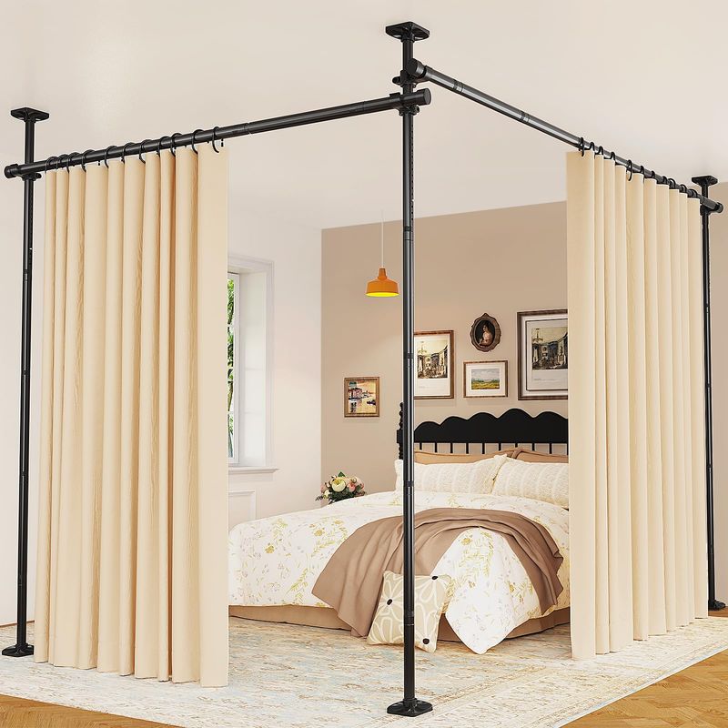 Goovilla Room Divider Tension Curtain Rod No-Drilling (4-10 ft H, 28-114 in W)