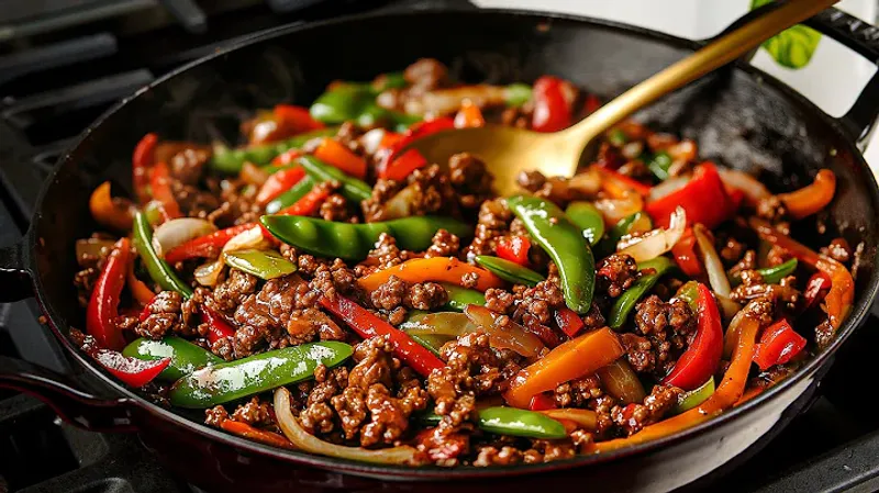 Ground Beef Stir Fry with Lots of Vegetables