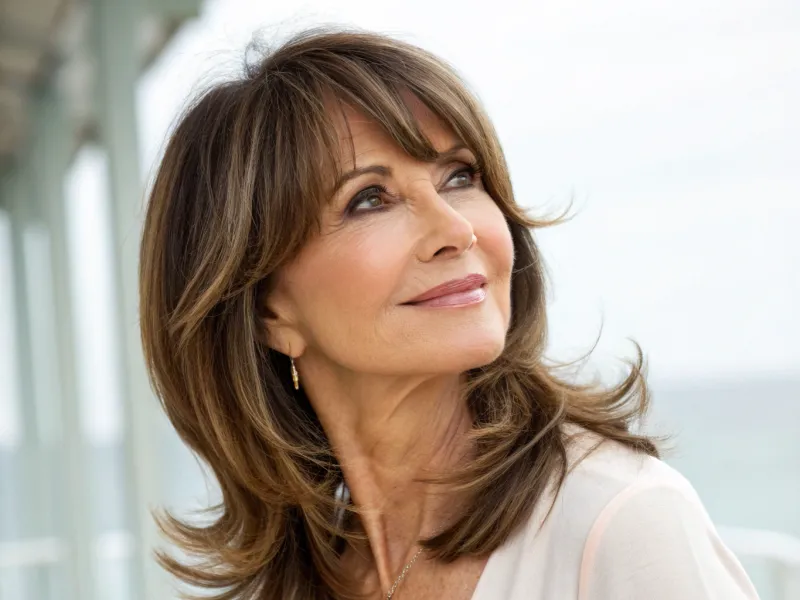 Long Layers with Side-Swept Bangs