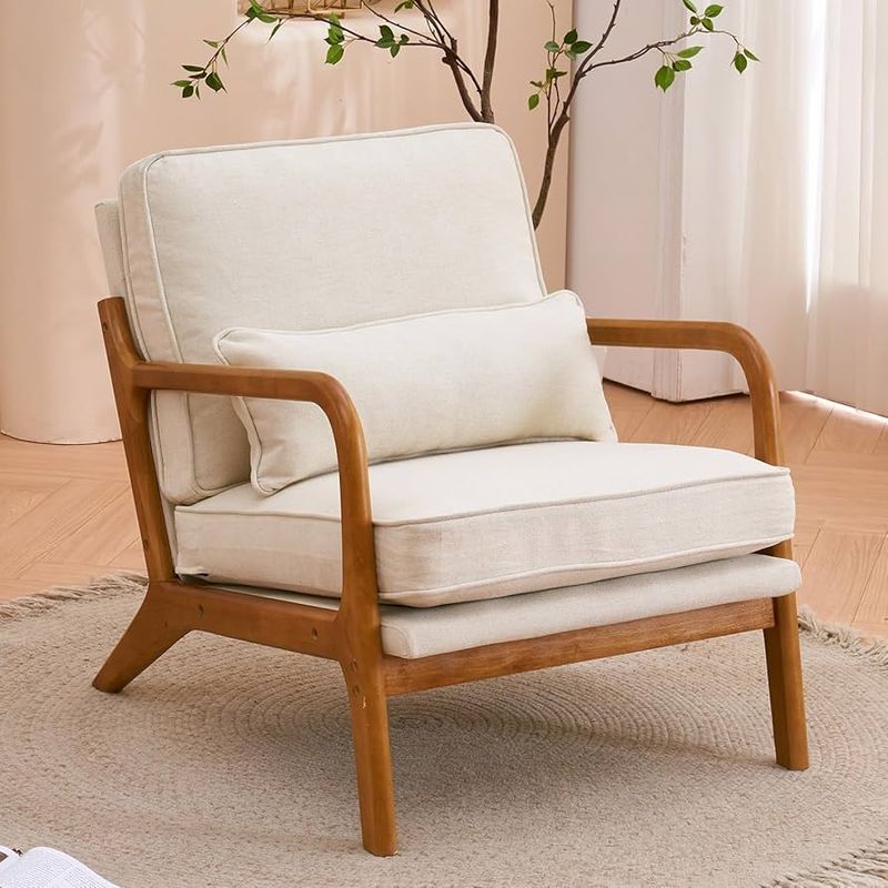 Mid-Century Modern Lounge Chair with Wood Frame