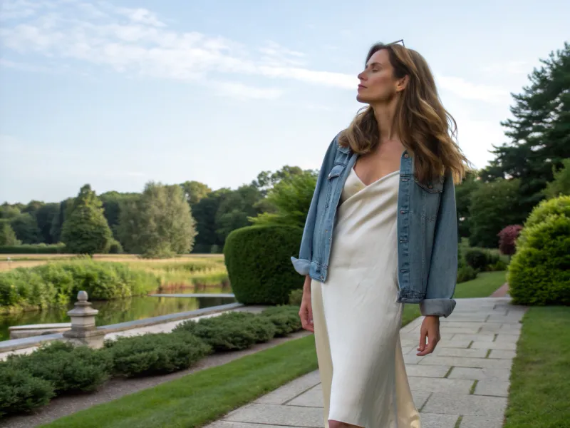 Midi Slip Dress with a Denim Jacket