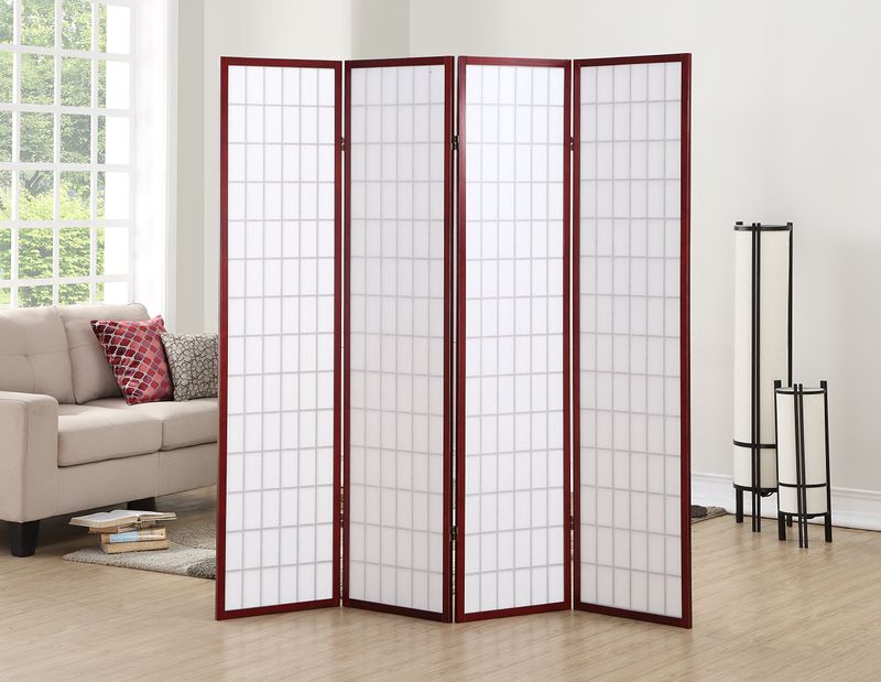 Roundhill Furniture Oriental Shoji 4-Panel Screen Room Divider