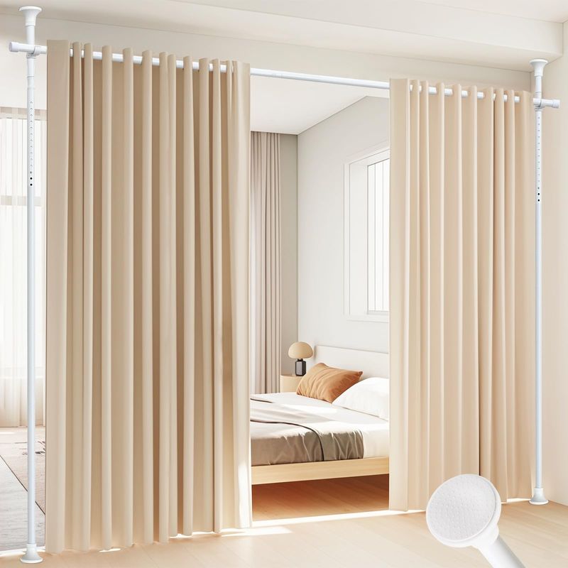 SUNALLY Room Divider No-Drilling Curtain Rod (4-10 ft H, 28-70 in W)